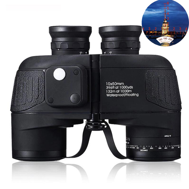 Compass Lensatic - กล้องส่องทางไกลสำหรับใช้ในทะเล รุ่น 10x50 พร้อมเครื่องวัดระยะและเข็มทิศ เหมาะสำหรับผู้ใหญ่ เลนส์เคลือบ